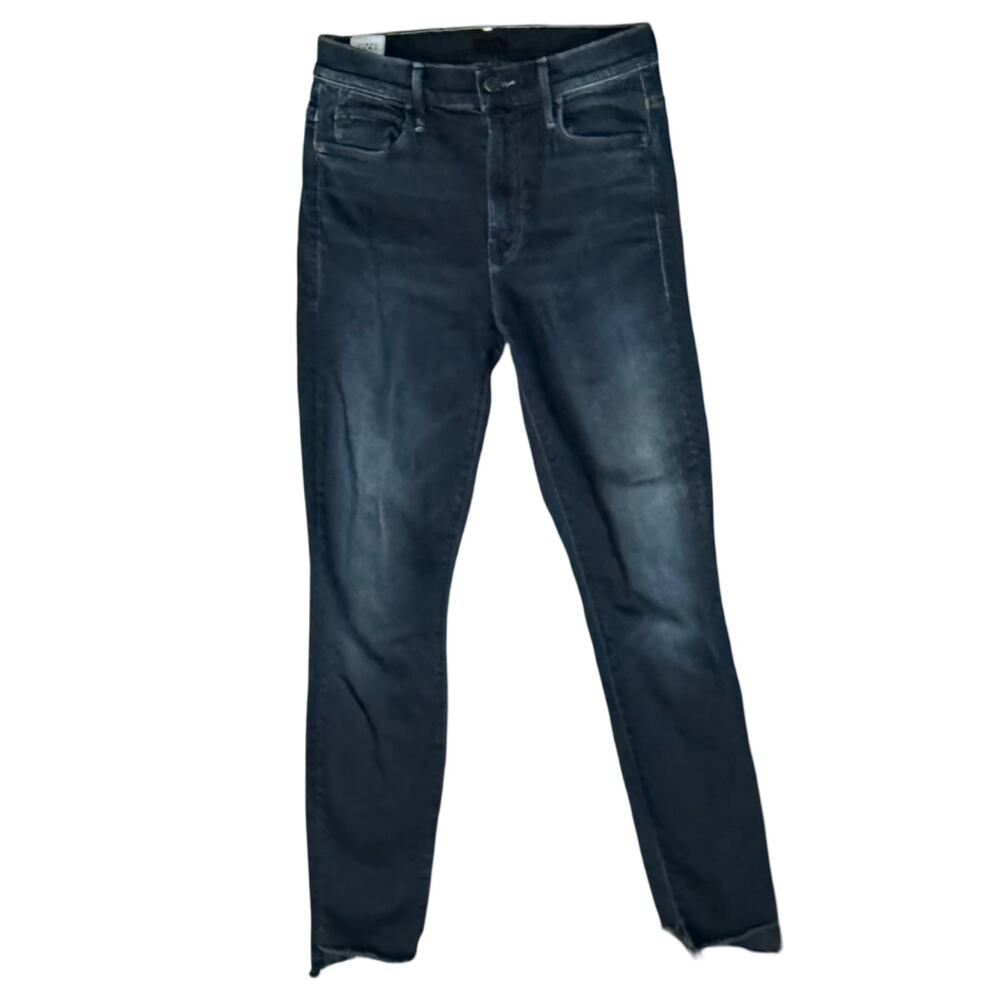 Mother The Stunner Zip Two Step Fray Last Call Dark Wash Skinny Jeans size 25
